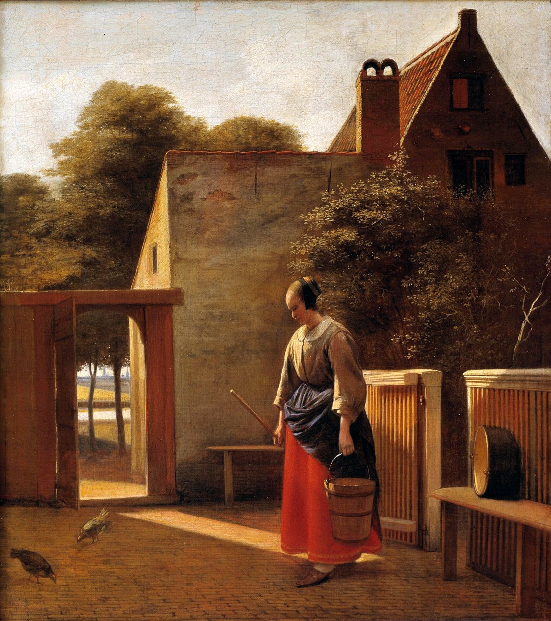 Pokojówka na dziedzińcu holenderskiego miasta Obraz Petera Hoogha (1629-1681) XVII w. Kolekcja prywatna autorstwa Pieter de Hooch