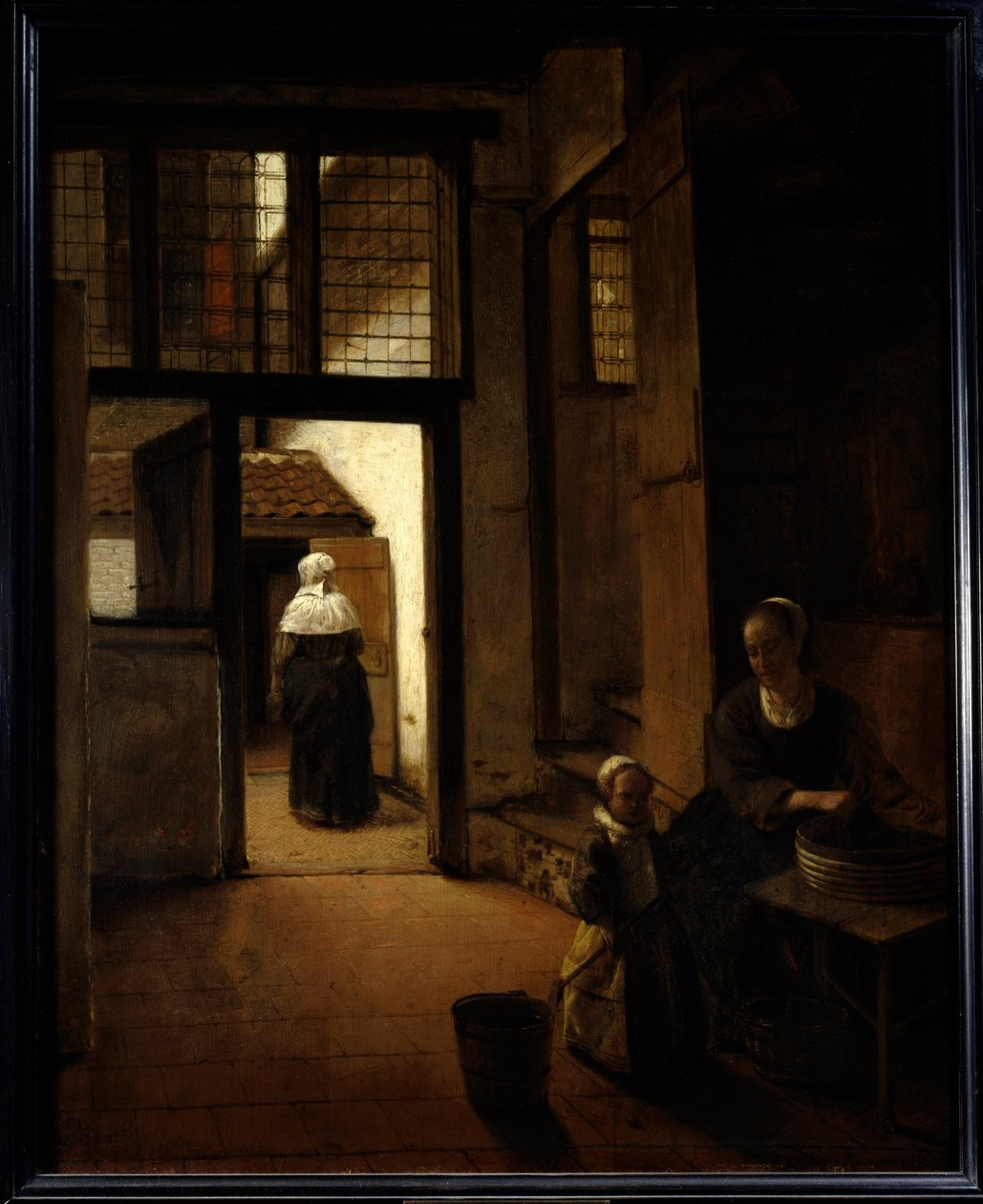Widok na podwórze domu holenderskiego Obraz Petera de Hoocha (1629-1681) (ec.flam.) XVII w. Nd. 0,6x0,49 m Paryż, musee du Louvre autorstwa Pieter de Hooch