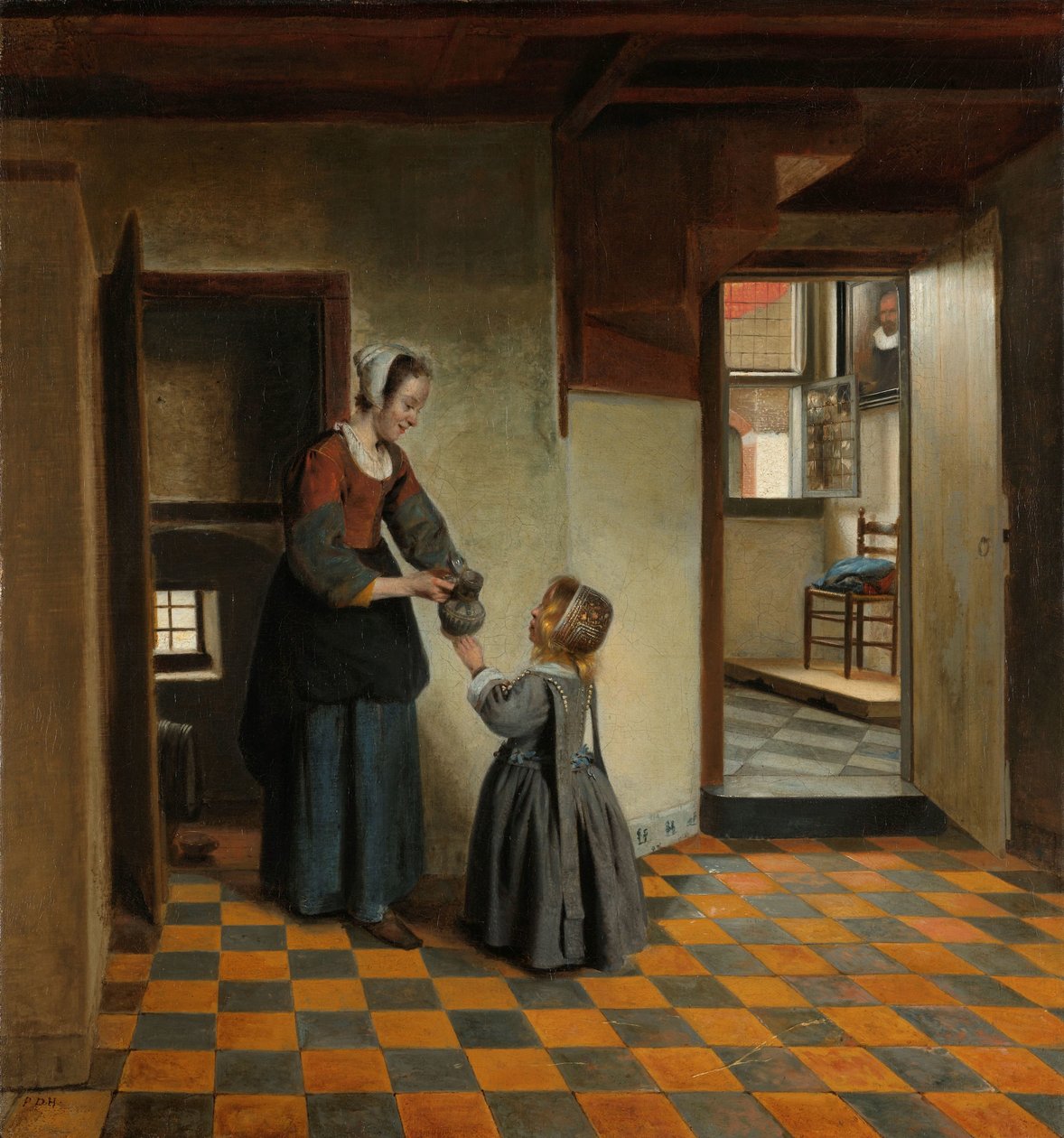 Kobieta z dzieckiem w spiżarni autorstwa Pieter de Hooch
