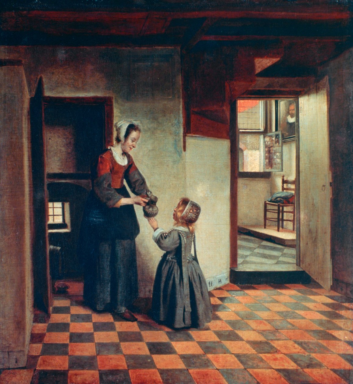 Kobieta z dzieckiem w spiżarni, c1660 autorstwa Pieter de Hooch