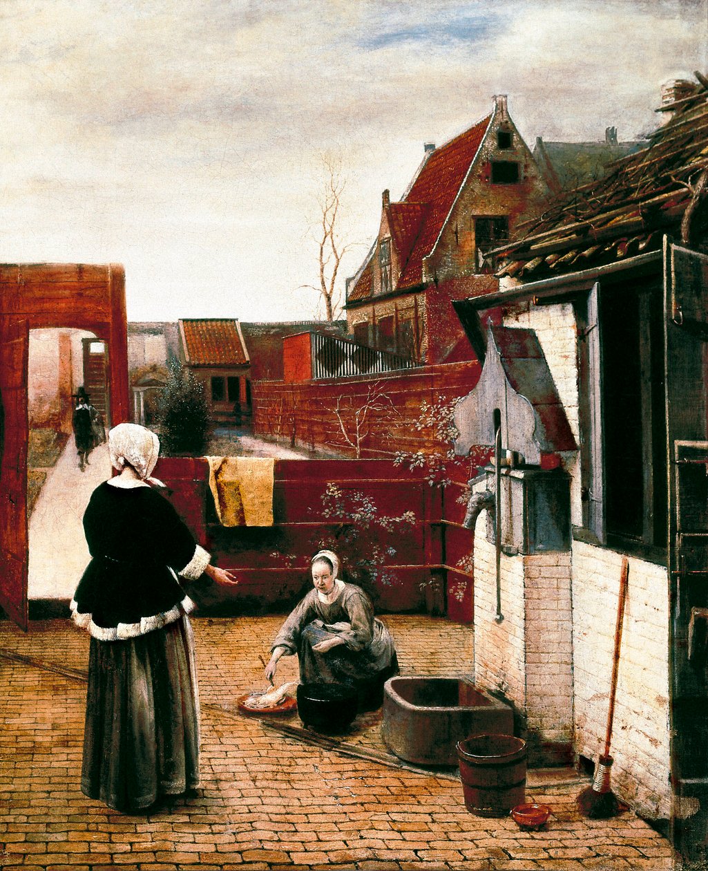kobieta i jej sługa w sądzie autorstwa Pieter de Hooch