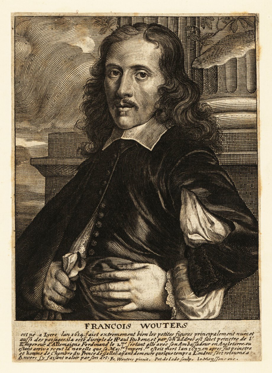 Portret Fransa Woutersa, flamandzkiego malarza baroku, malarza gabinetowego i nadwornego artysty cesarza rzymskiego autorstwa Pieter de II Jode