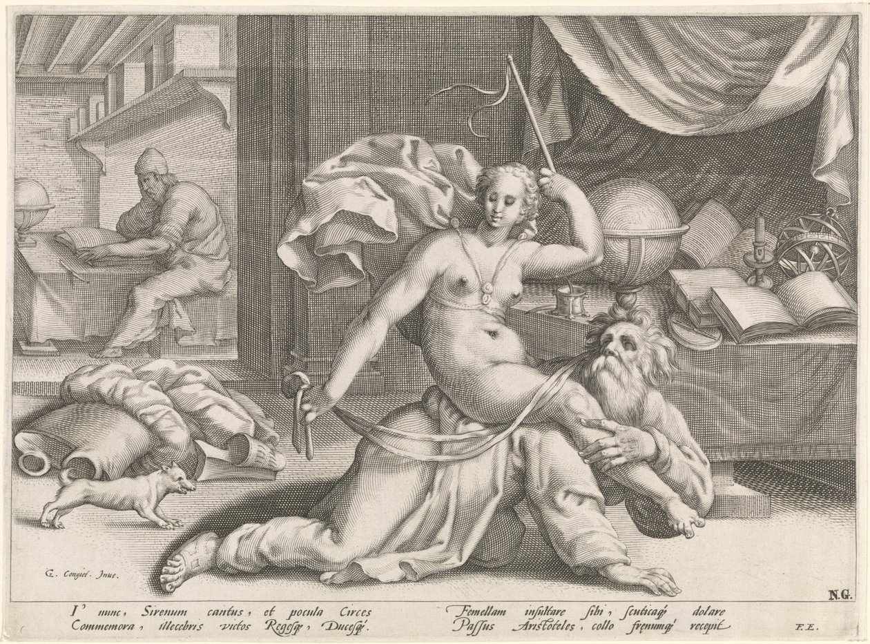 Arystoteles i Phyllis autorstwa Pieter de Jode (I) (attributed to)