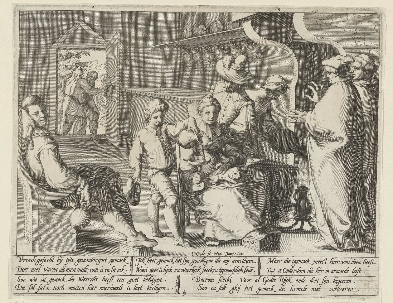 Alegoria lenistwa Gemack (tytuł na obiekcie) autorstwa Pieter de Jode (I)