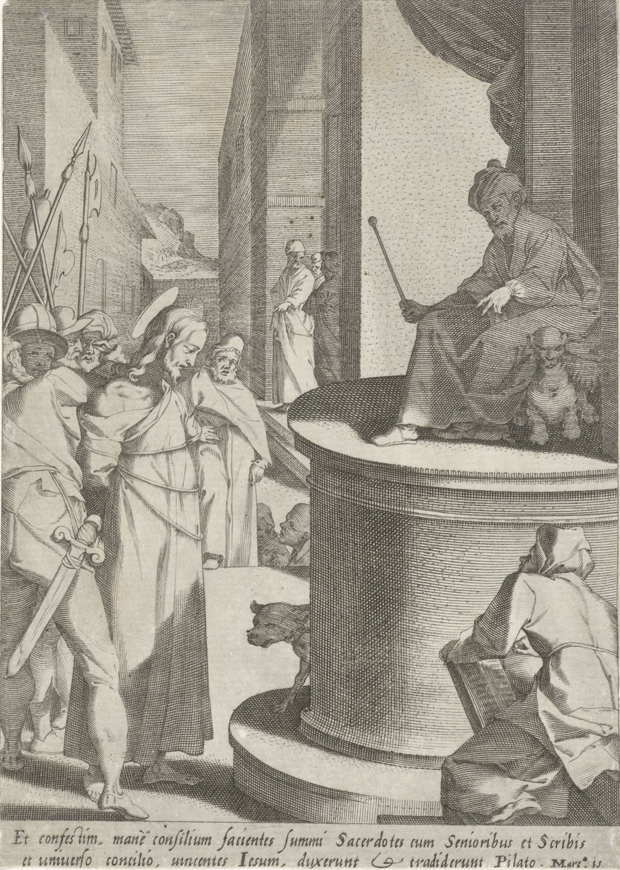 Chrystus dla Piłata Passie van Christus (tytuł serii) Pasja i Zmartwychwstanie (tytuł serii) autorstwa Pieter de Jode (I)