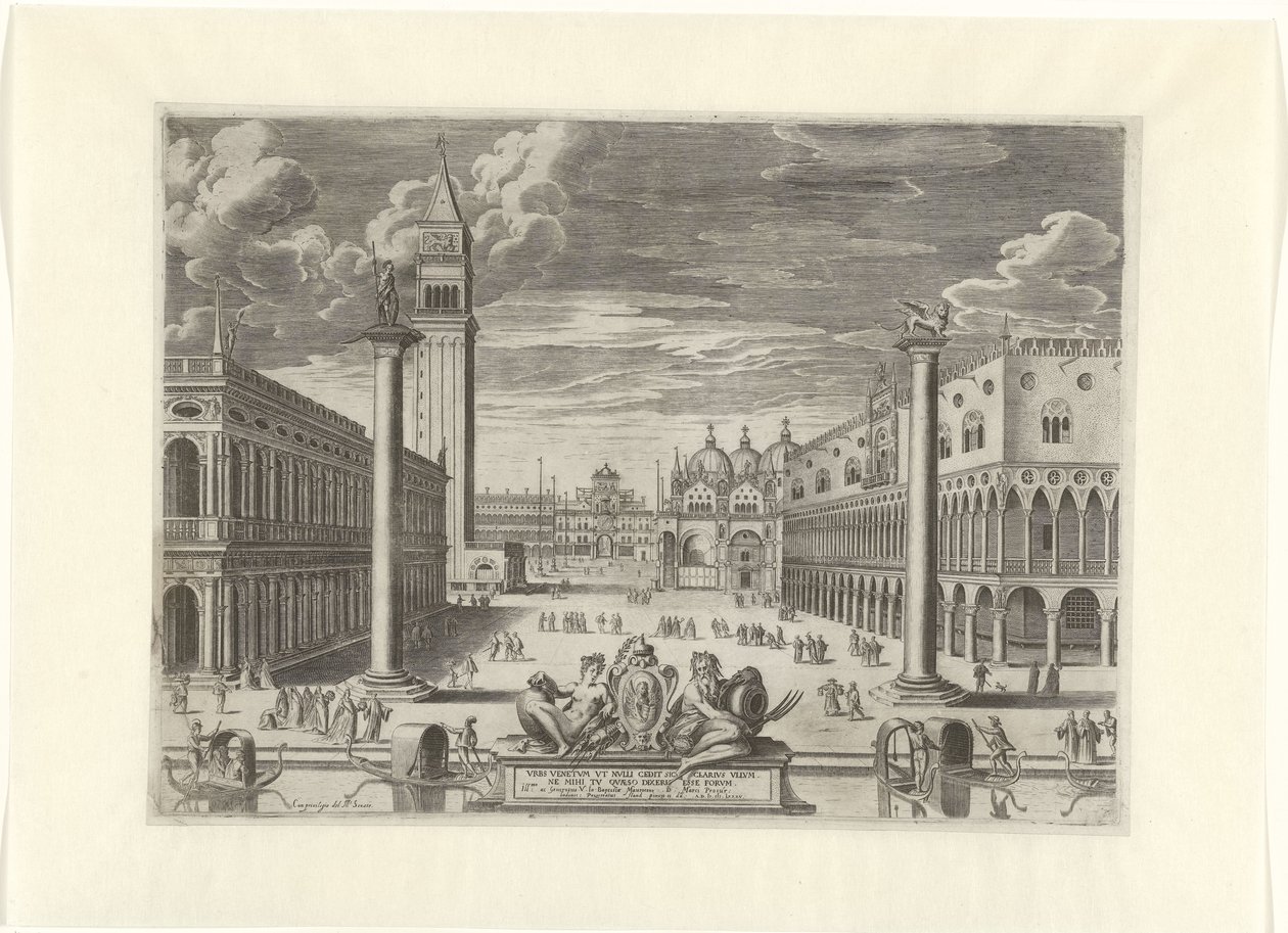 Widok na Piazzetta w Wenecji, 1585 Vrbs Venetvm vt Nvlli (...) (tytuł na obiekcie) autorstwa Pieter de Jode (I)