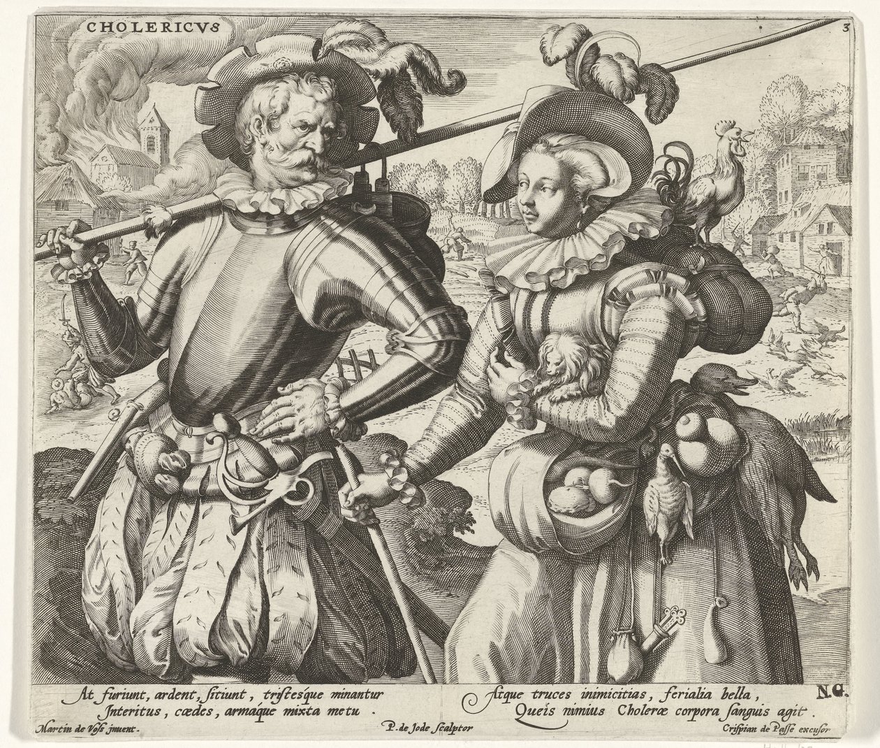 Temperament choleryka Cholericvs (tytuł na obiekcie) Cztery temperamenty (tytuł serii) autorstwa Pieter de Jode (I)