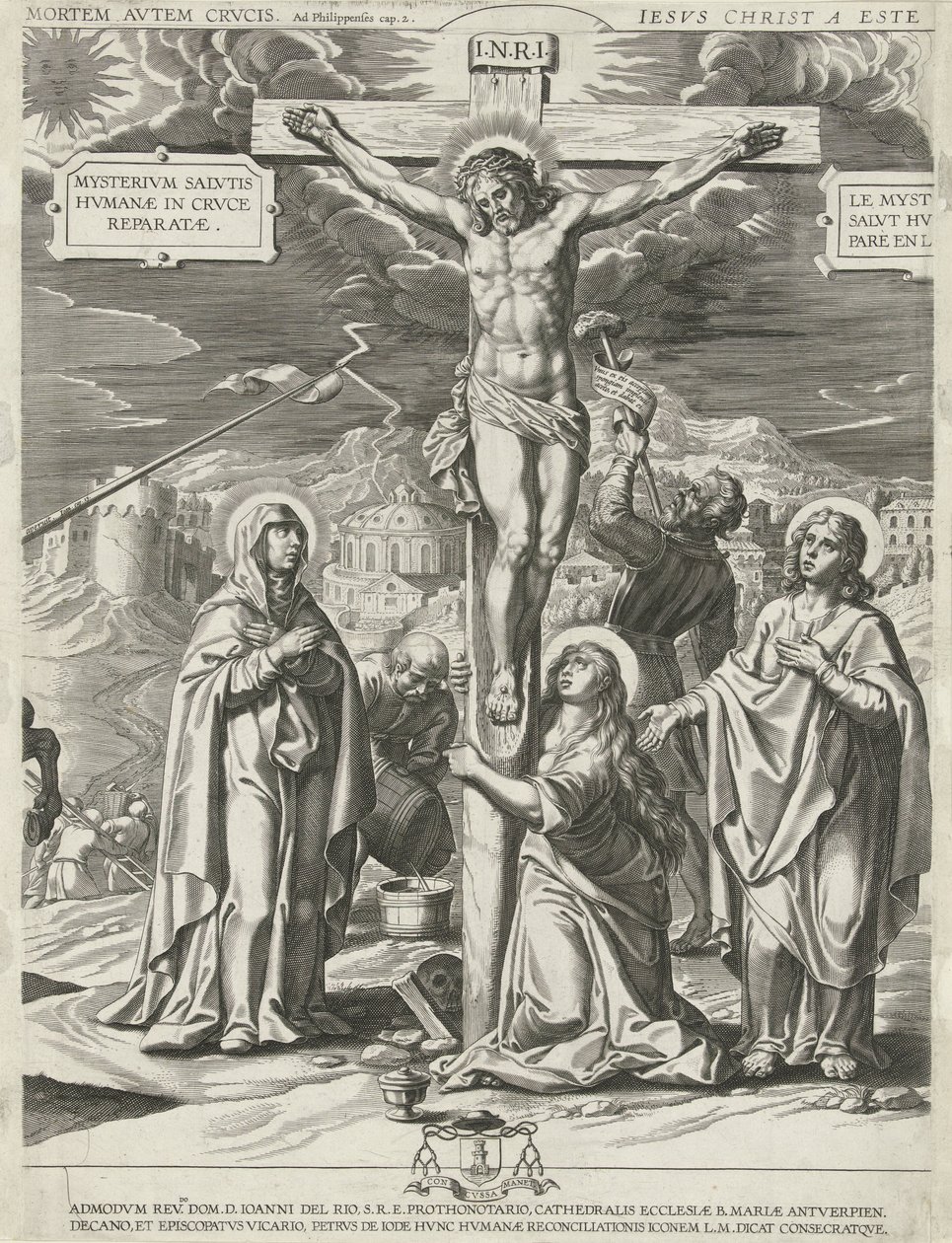 Ukrzyżowanie Chrystusa, część środkowa autorstwa Pieter de Jode (I)