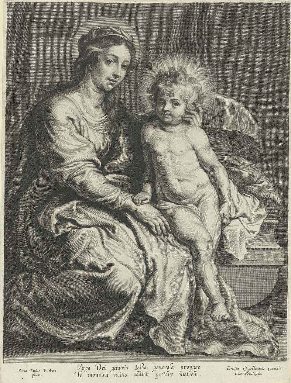 Maryja z Dzieciątkiem Jezus w szopce autorstwa Pieter de Jode (I)