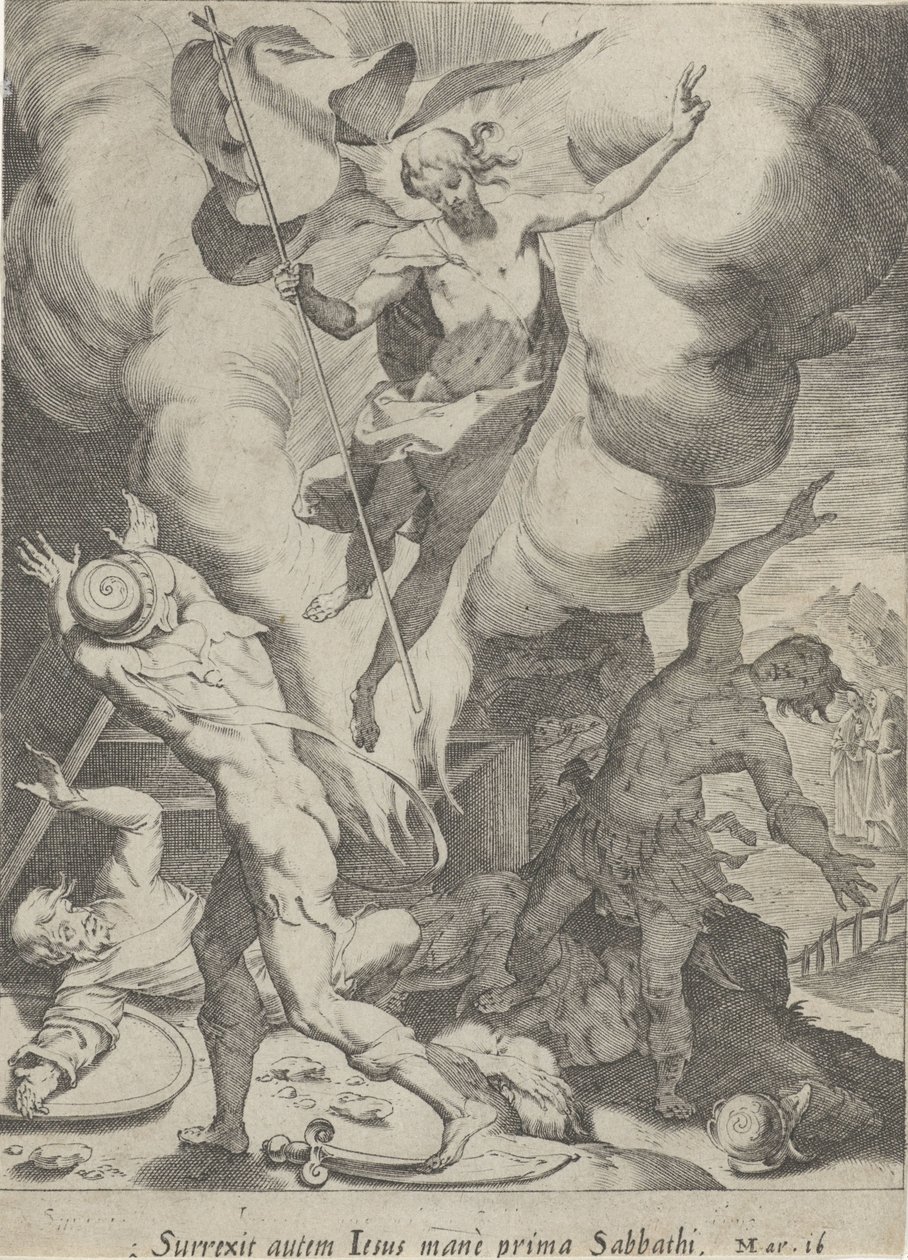 Stojący van Christus Passie van Christus (tytuł serii) Pasja i Zmartwychwstanie (tytuł serii) autorstwa Pieter de Jode (I)