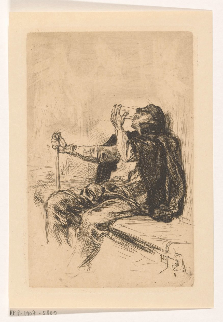 Pijący mężczyzna z laską autorstwa Pieter de Josselin