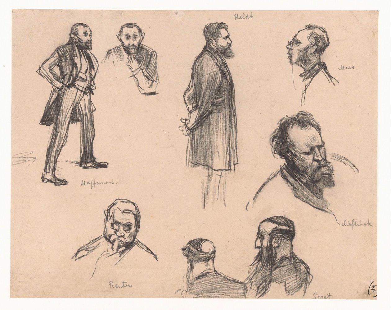 Portrety posłów J.H.L. Haffmans, B.H. Heldt, R.P. Mees, generał A.E. Reuter, kapitan H. Seret i F. Lieftinck autorstwa Pieter de Josselin