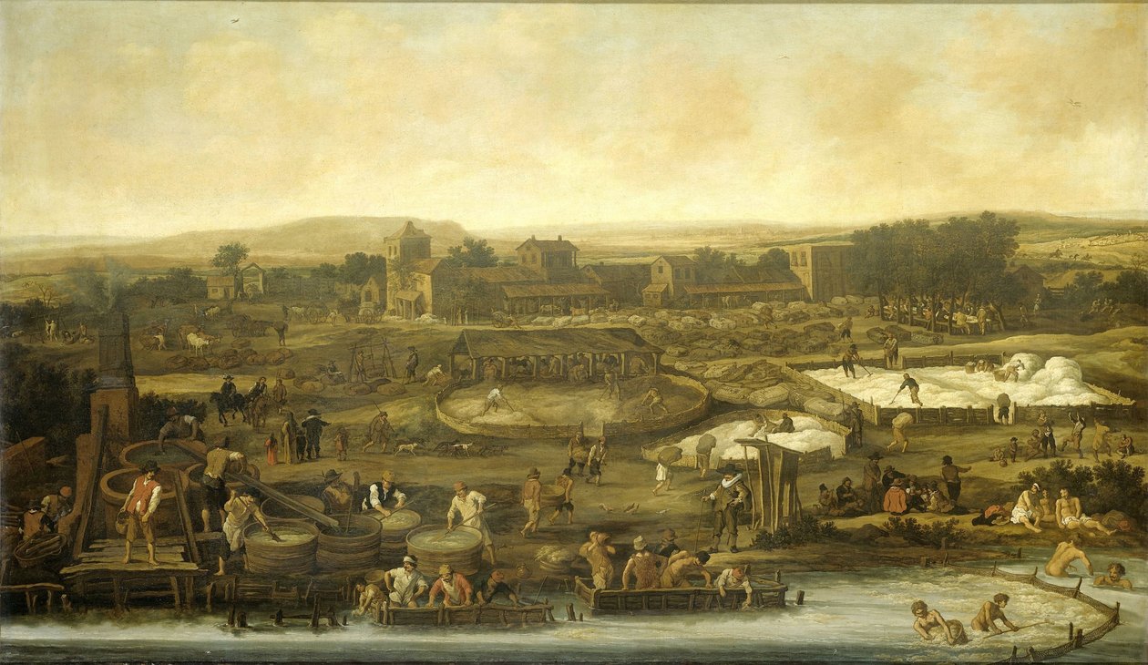 Produkcja wełny autorstwa Pieter de Molijn