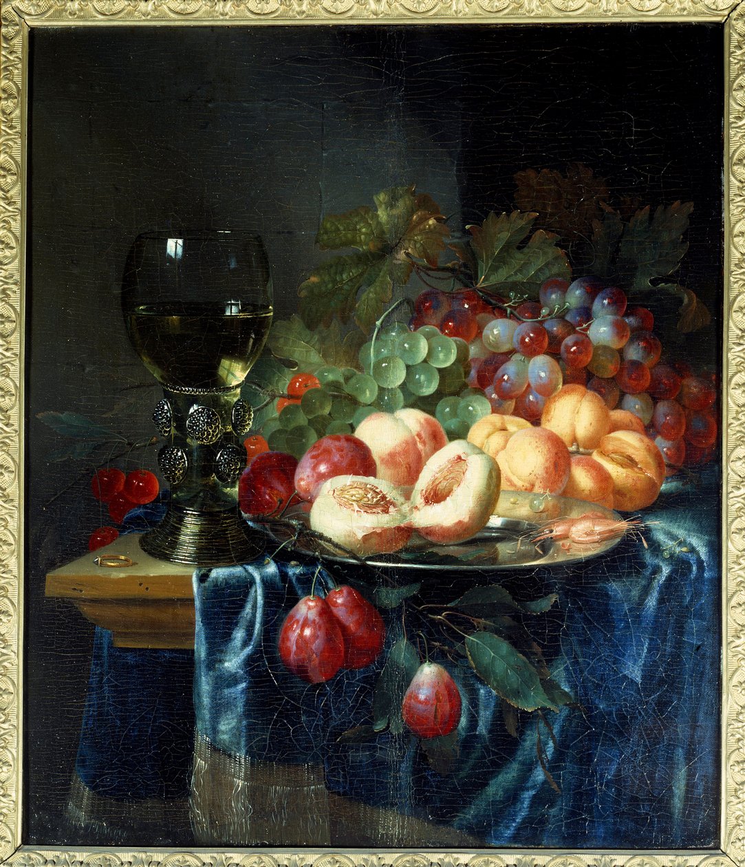 Owoce i wino. Obraz Pietera De Ringa (1615-1660) Ec. Hol. autorstwa Pieter de Ring