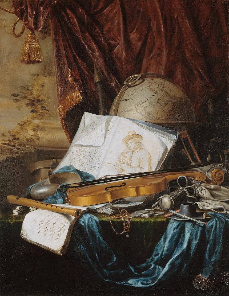 Martwa natura z instrumentami muzycznymi, 1650. autorstwa Pieter de Ring