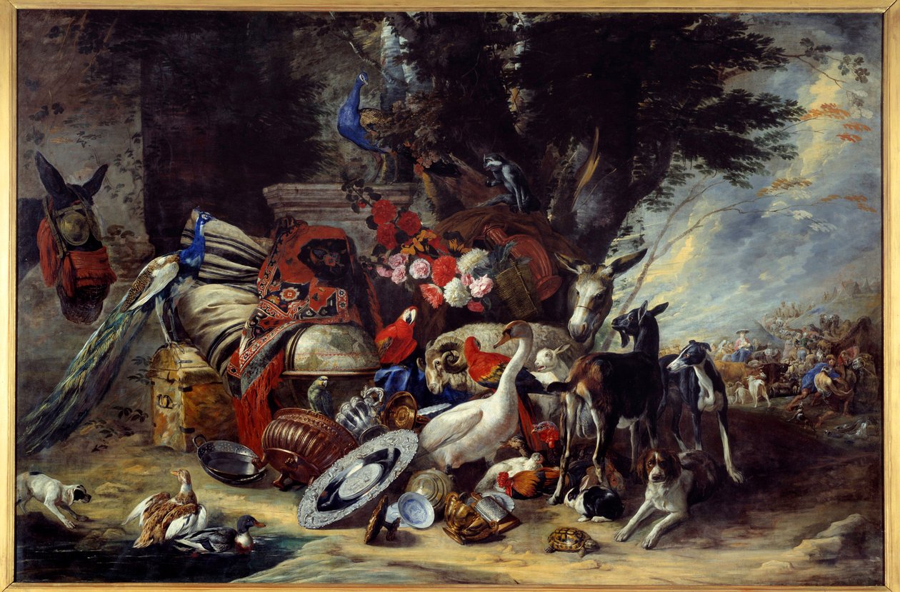 Zwierzęta i naczynia również powiedziały, że Jakub wyruszył do Mezopotamii Obraz Pietera Boela (1622-1674) autorstwa Pieter or Peter Boel