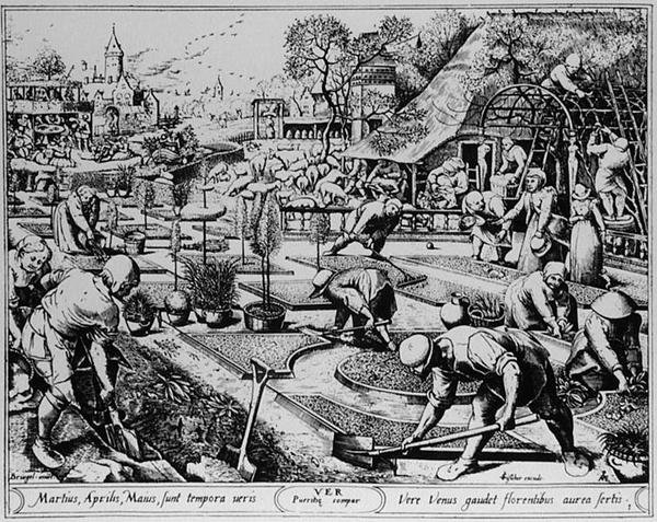 Wiosna, wyryta przez Visschera autorstwa Pieter the Elder (after) Bruegel