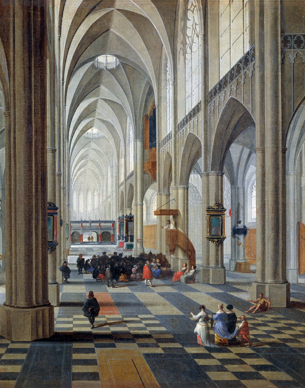 Wnętrze katedry w Antwerpii autorstwa Peetera Neefsa Eldera (ok. 1578-między 1656 a 1661), detal autorstwa Pieter the Elder Neefs