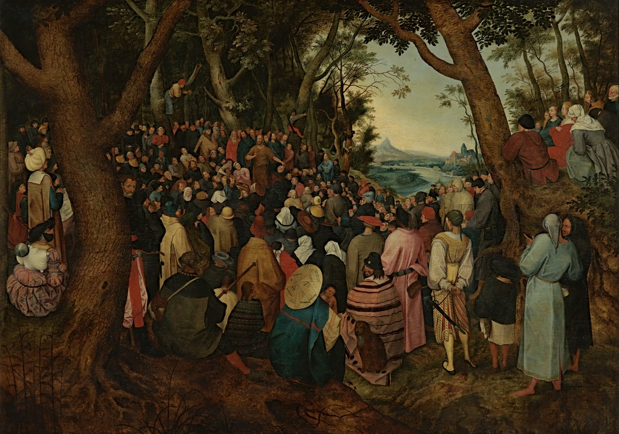 Św. Jan głosi tłumom (olej na desce) autorstwa Pieter the Younger (after) Brueghel