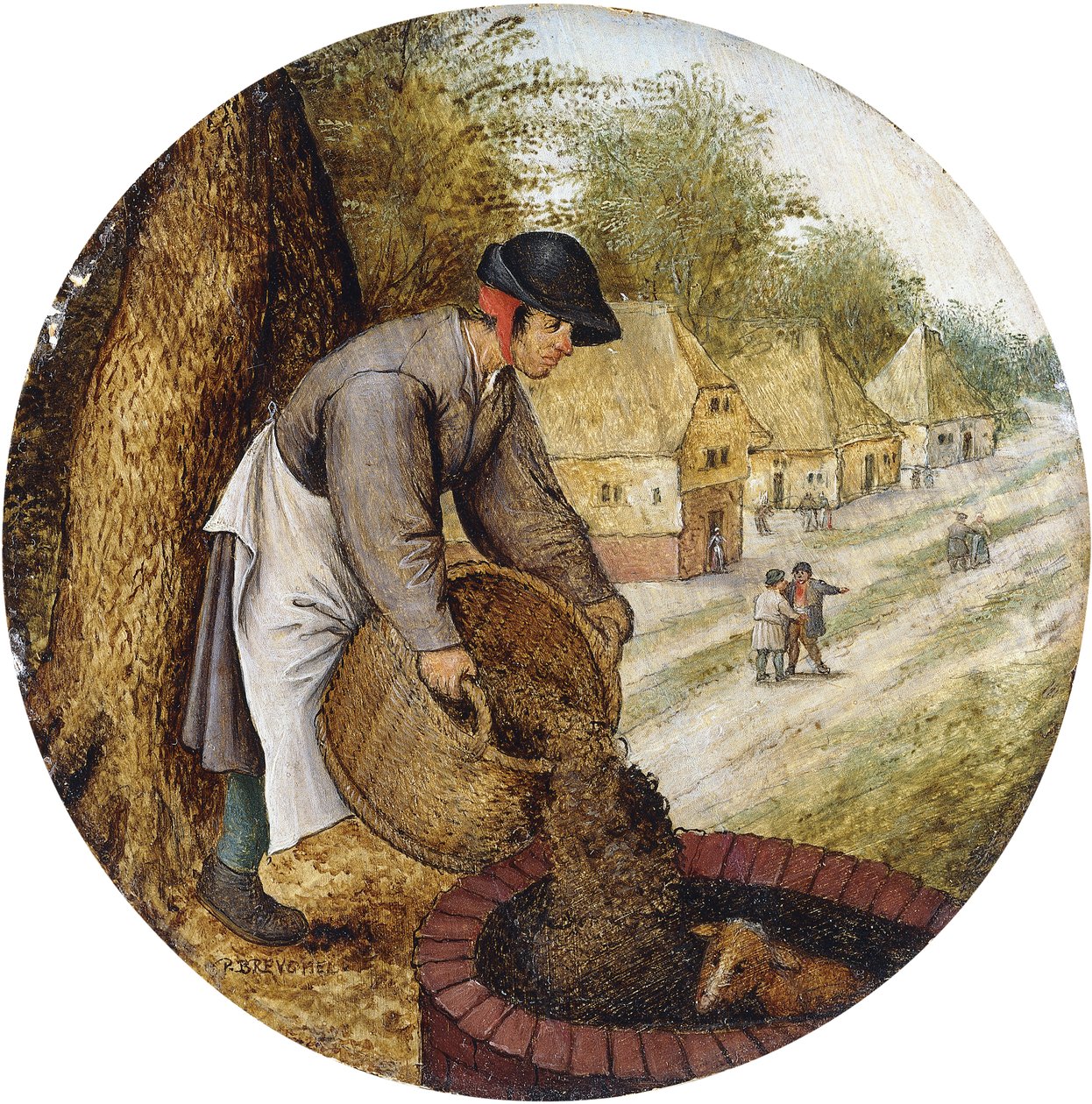Przysłowie — napełnić studnię po utonięciu cielęcia, autorstwa Pieter Brueghel the Younger