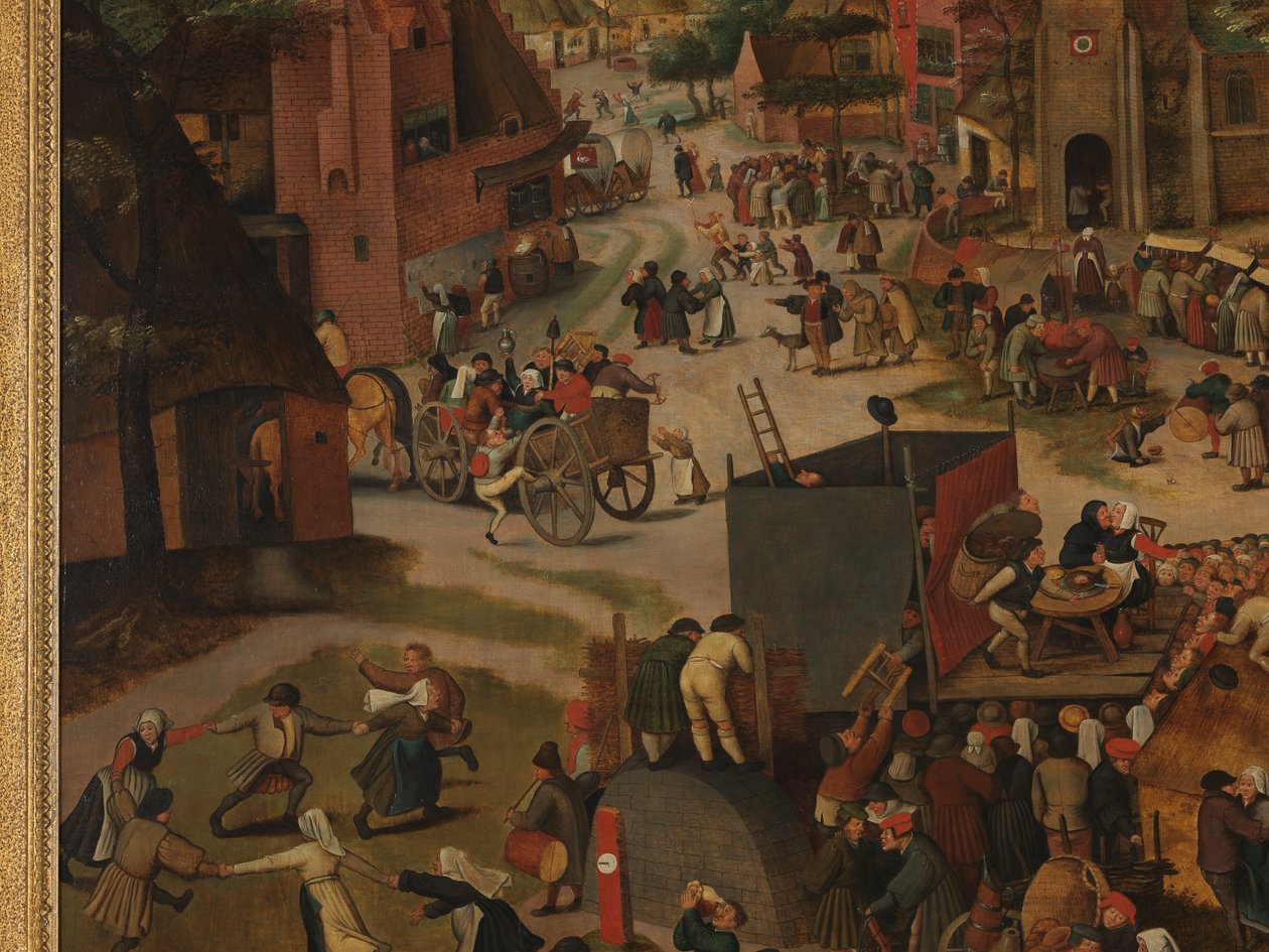 Święto Wiejskie z przedstawieniem teatralnym i procesją na cześć św. Huberta i św. Antoniego autorstwa Pieter Brueghel the Younger