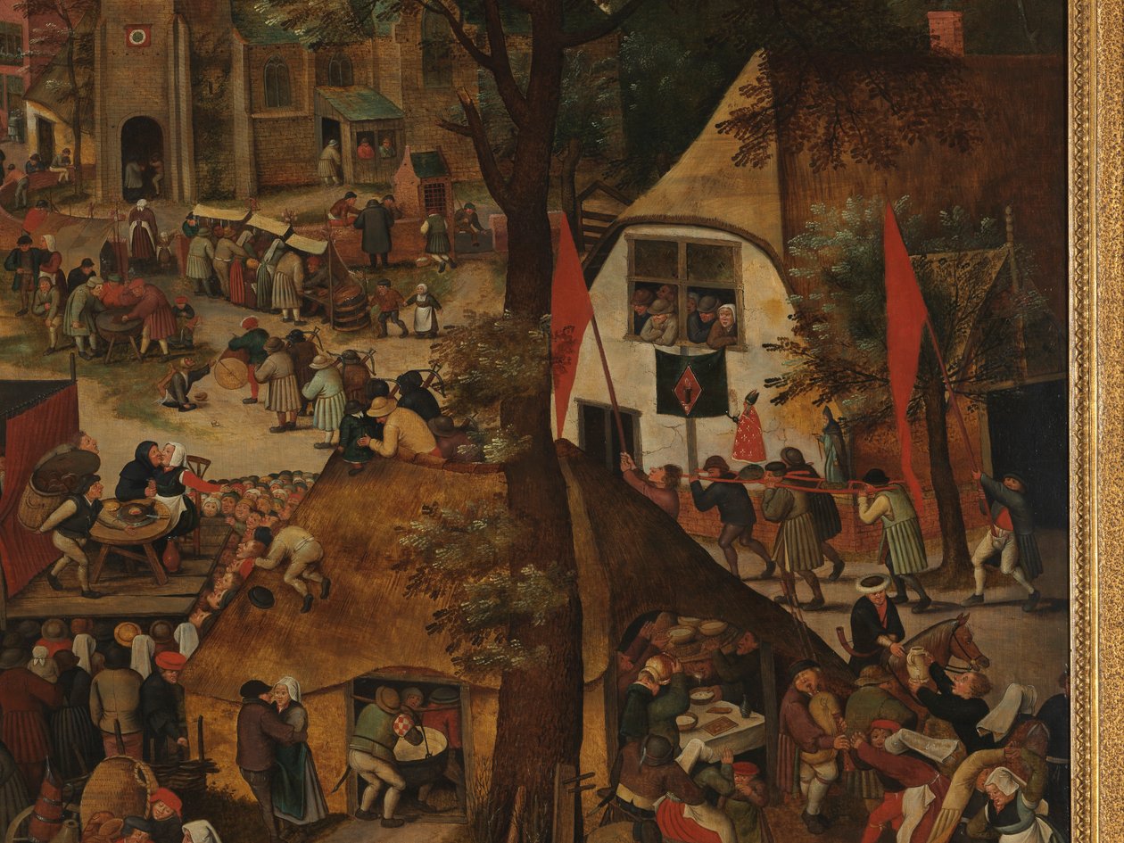 Święto Wiejskie z przedstawieniem teatralnym i procesją na cześć św. Huberta i św. Antoniego autorstwa Pieter Brueghel the Younger