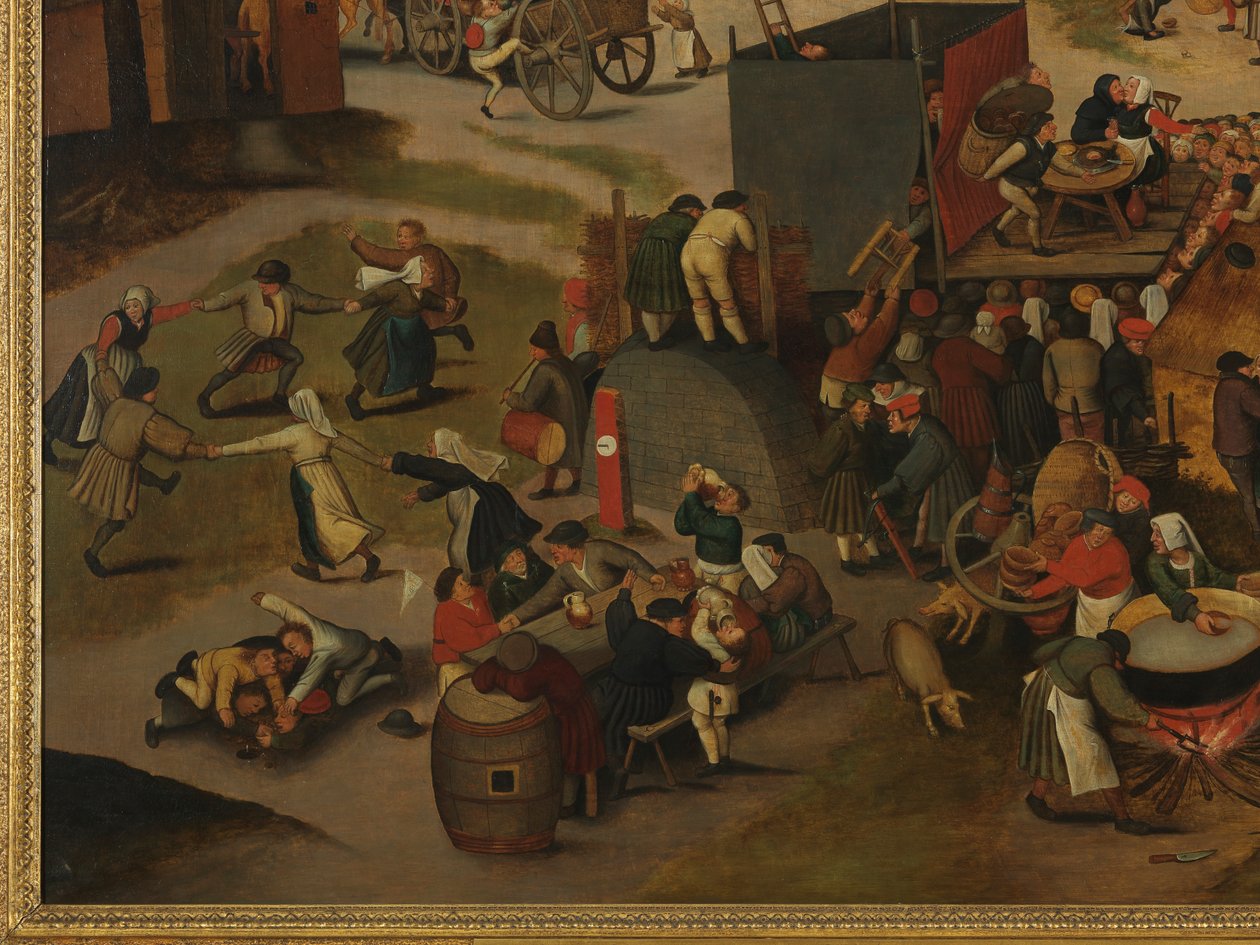 Święto Wiejskie z przedstawieniem teatralnym i procesją na cześć św. Huberta i św. Antoniego autorstwa Pieter Brueghel the Younger