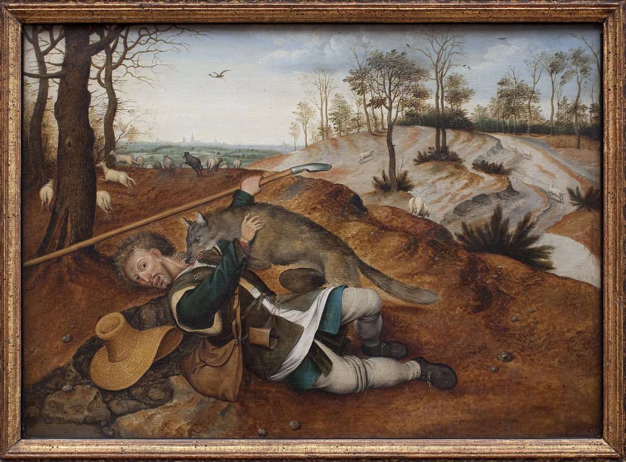 Dobry pastor. Obraz Pietera Bruegla II (1564-1638), olej na drewnie autorstwa Pieter the Younger Brueghel