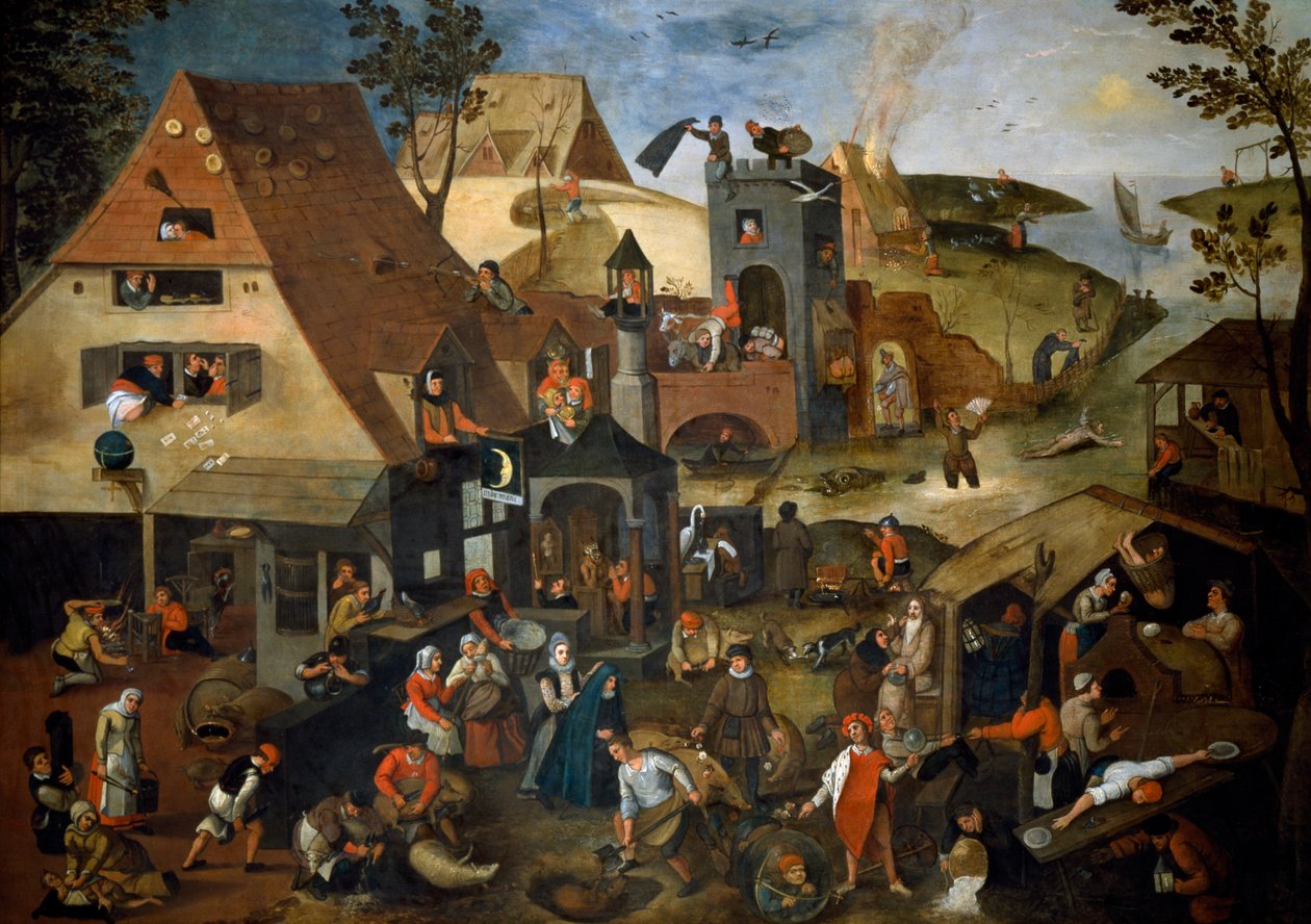 Przysłowia niderlandzkie, ok. 1559 (olej na panelu) autorstwa Pieter the Younger Brueghel