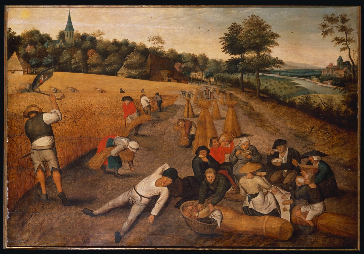 Lato: Kombajny pracujące i jedzące na polu kukurydzy, 1624 autorstwa Pieter Brueghel the Younger
