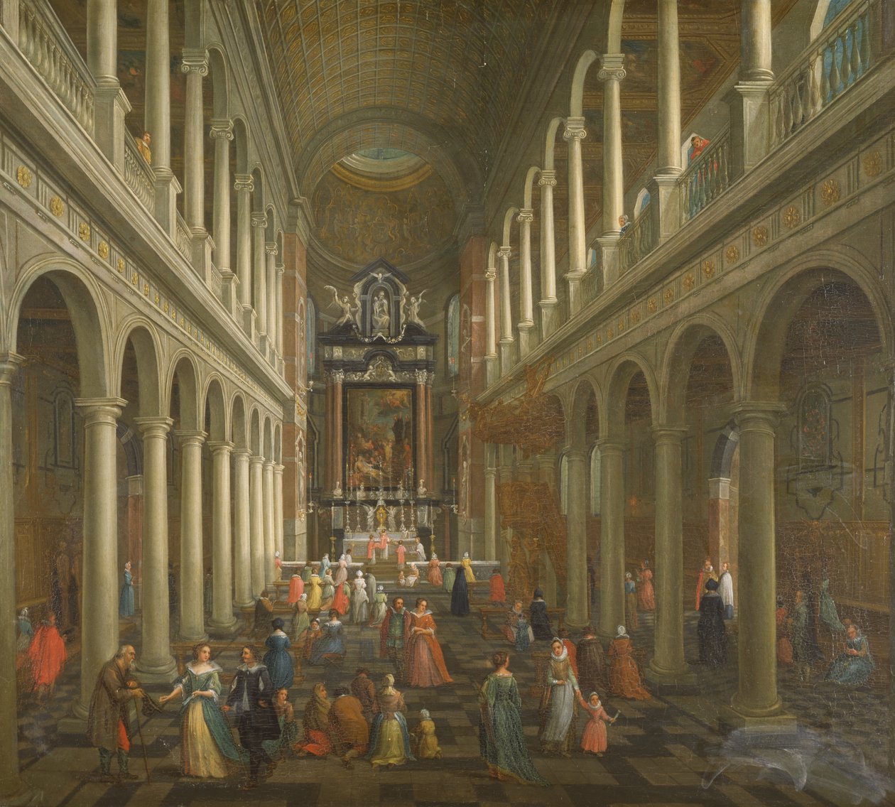 Wnętrze kościoła Jezuitów w Antwerpii (olej na płótnie) autorstwa Pieter the Younger Neefs