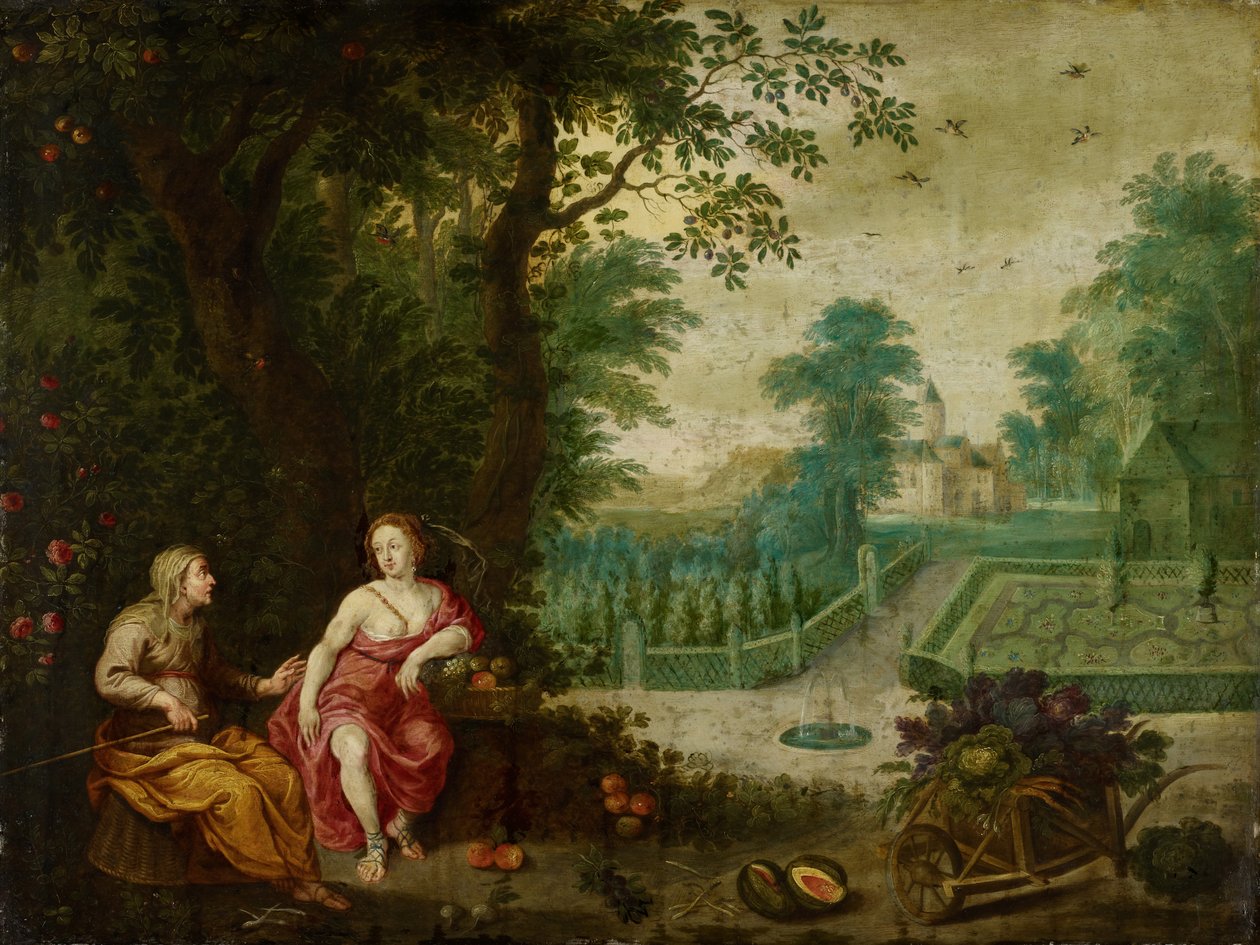 Vertumnus i Pomona (olej na miedzi) autorstwa Pieter van Avont