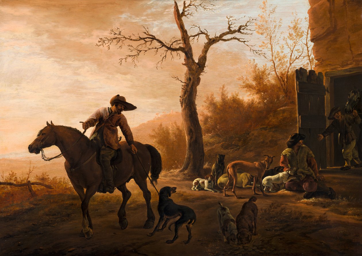 Krajobraz z myśliwymi autorstwa Pieter van Laer