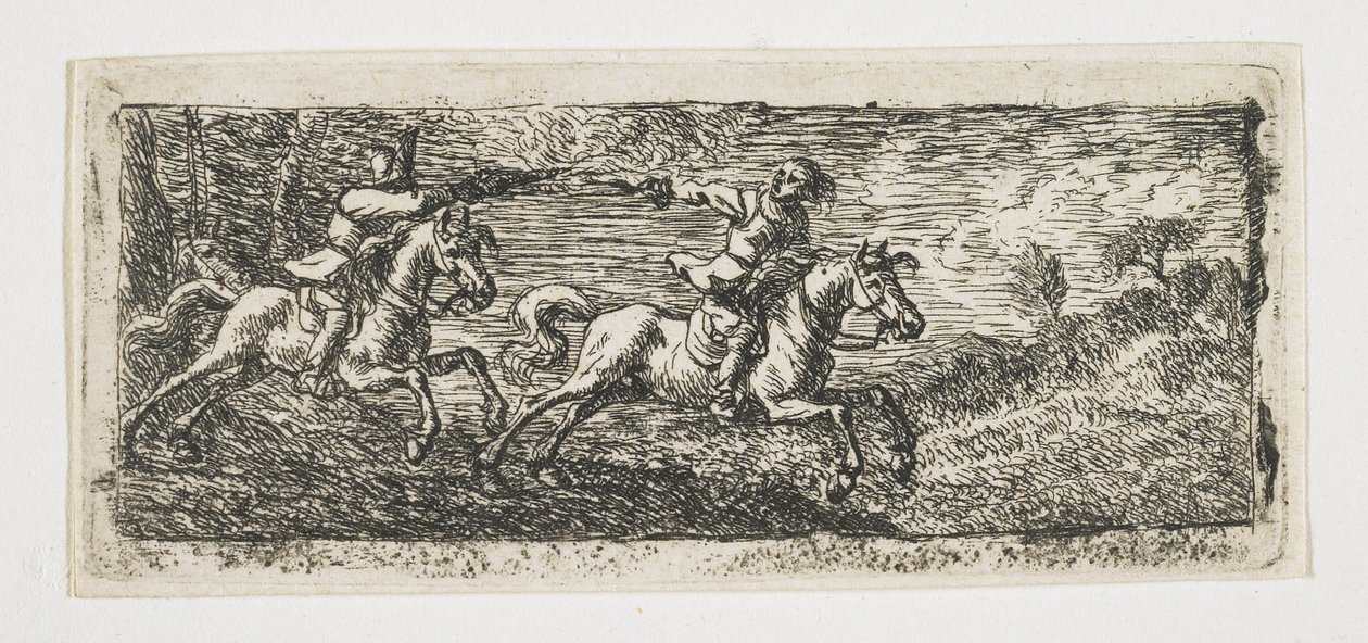 Dwóch jeźdźców walczących autorstwa Pieter van Laer