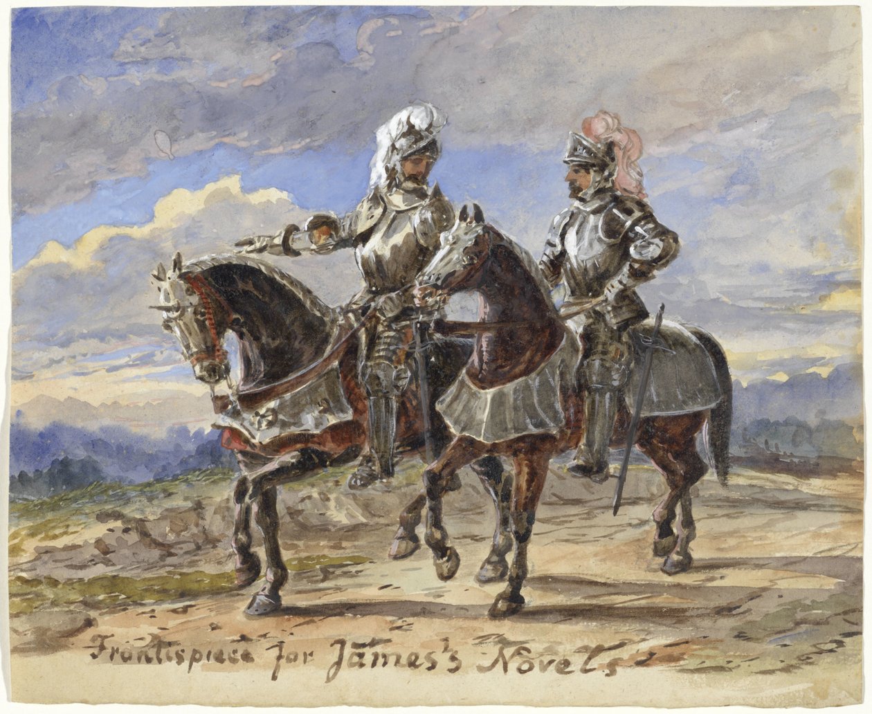 Dwóch rycerzy na koniach w krajobrazie autorstwa Pieter van Loon