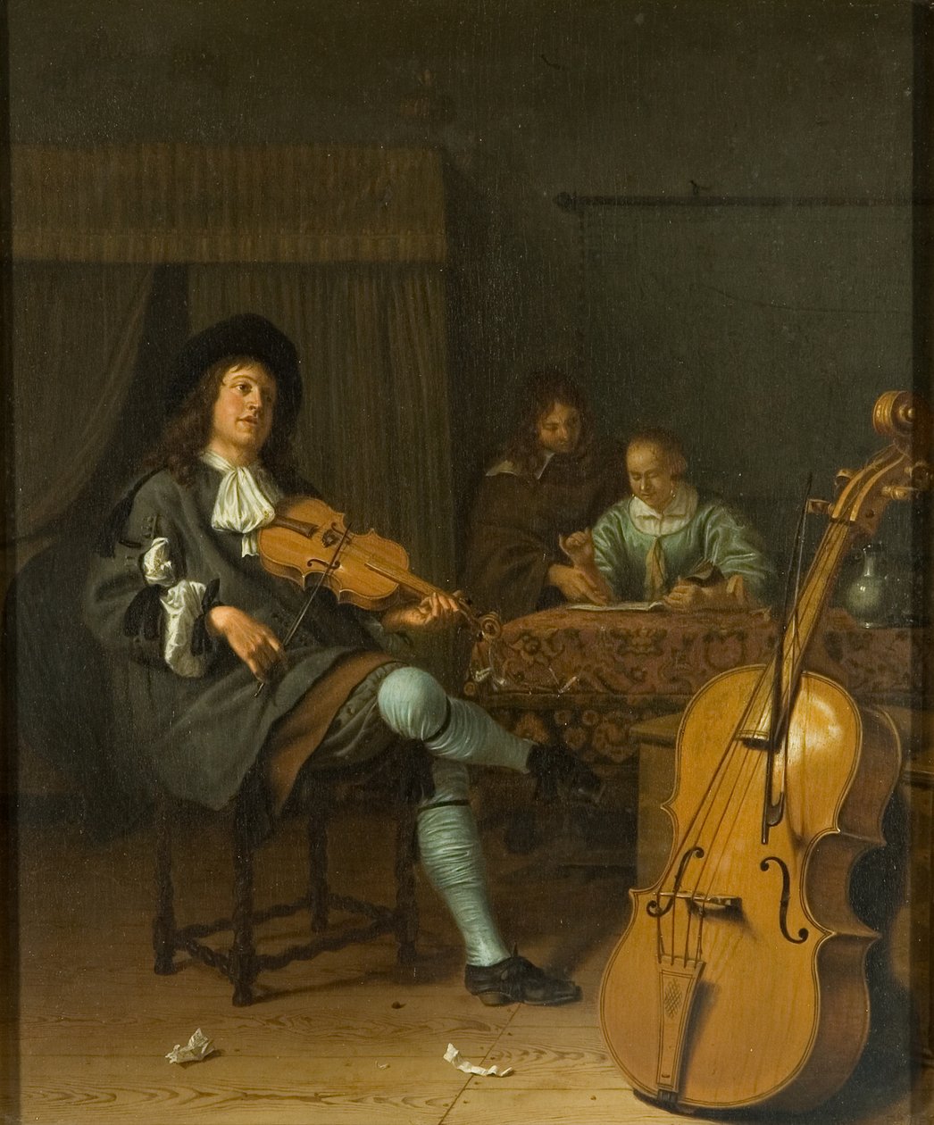 Impreza muzyczna, ok. 1675 (olej na panelu) autorstwa Pieter van Slingelandt