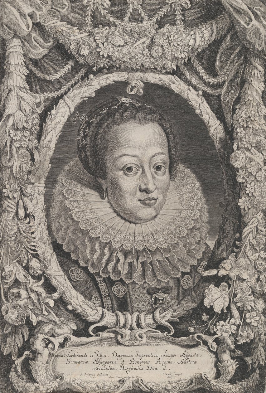 Eleonora, żona Ferdynanda II, z cyklu Ferdinandus II et III Imperatorum Domu..., ca. 1625 autorstwa Pieter van Sompel