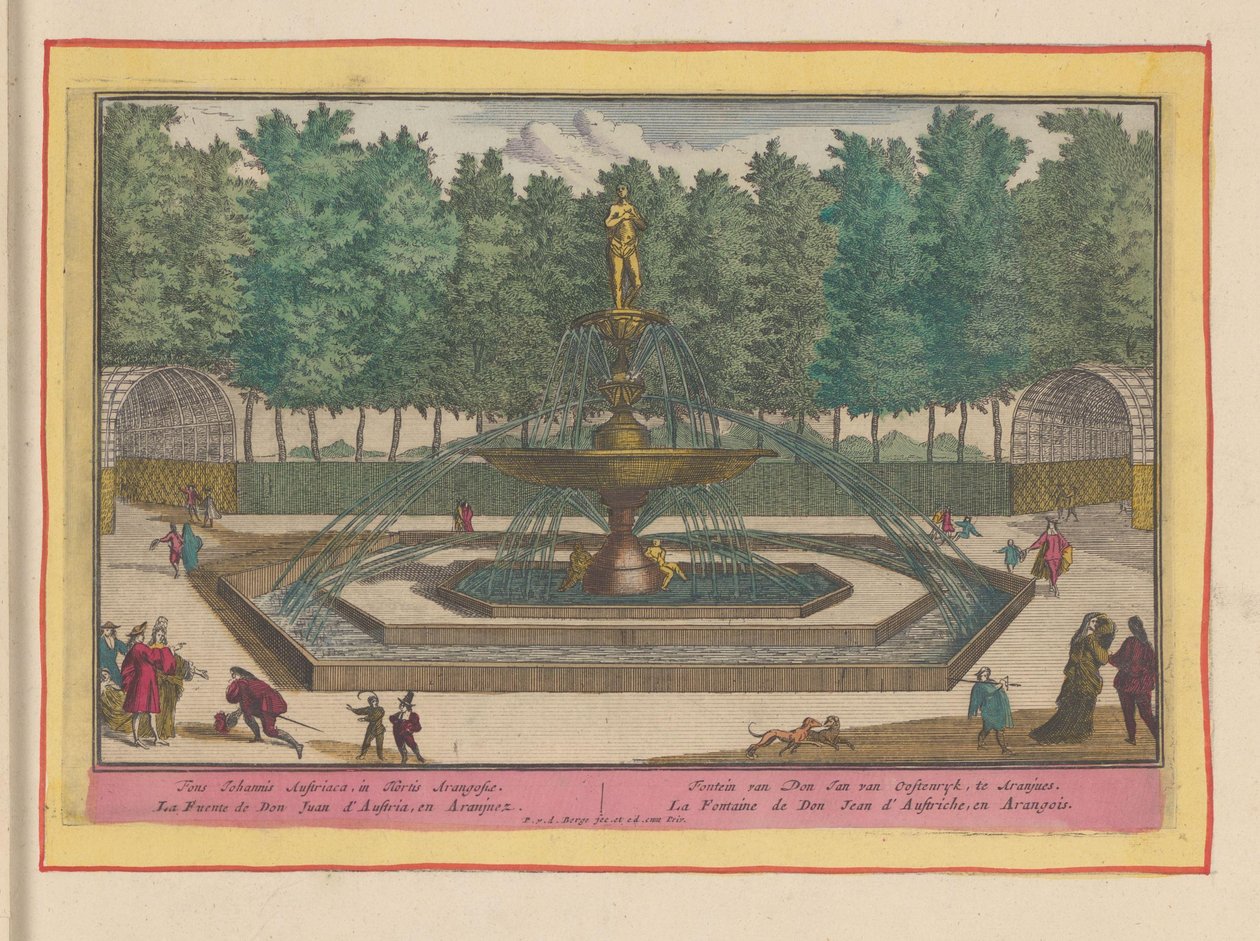 Fontanna Don Juana Austrii w ogrodach Pałacu Królewskiego w Aranjuez Fontanna Don Jana van Oostenryka, w Aranjues (tytuł na obiekcie) Theatrum Hispaniae (...) (tytuł serialu) autorstwa Pieter van den Berge
