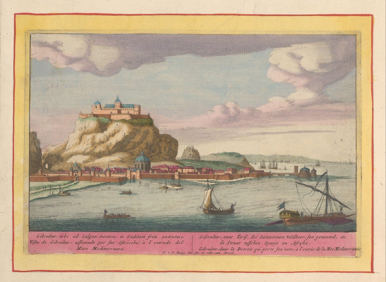 Widok Gibraltaru Gibraltar, po Tarif, der Sarazeenen Veldheer, tzw. Theatrum Hispaniae (...) (tytuł serialu) autorstwa Pieter van den Berge