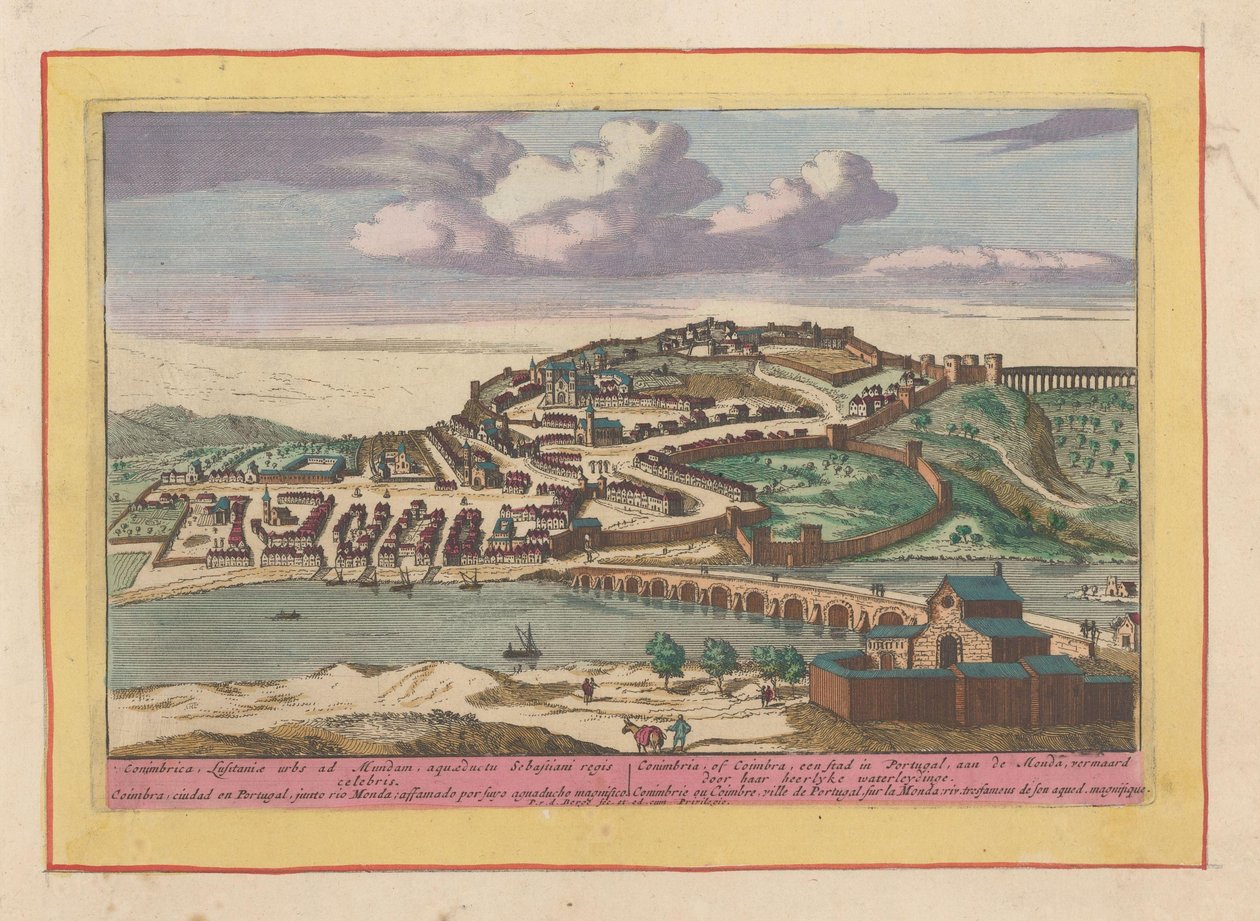 Widok na portugalskie miasto Coimbra Coimbra, czyli Coimbra, miasto w Portugalii, na Mondzie (tytuł na obiekcie) Theatrum Hispaniae (...) (tytuł serialu) autorstwa Pieter van den Berge