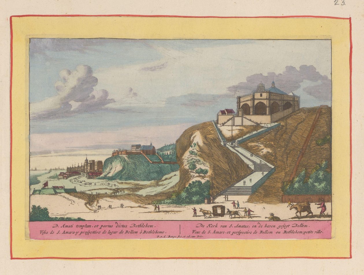 Widok na kościół Santo Amaro w pobliżu Lizbony Kościół S. Amatus i segt portowy Bellem (tytuł na obiekcie) Theatrum Hispaniae (...) (tytuł serialu) autorstwa Pieter van den Berge