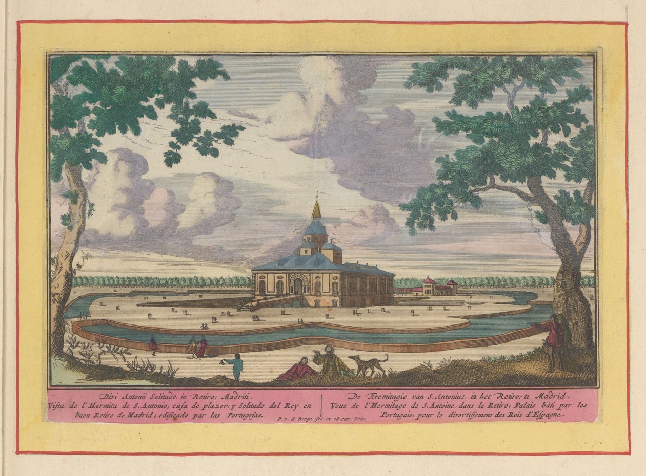 Kościół św. Antoniego w ogrodach Palacio del Buen Retiro w Madrycie Eremitagia św. Antoniusza w Retiro; w Madrycie (tytuł na obiekcie) Theatrum Hispaniae (...) (tytuł serialu) autorstwa Pieter van den Berge