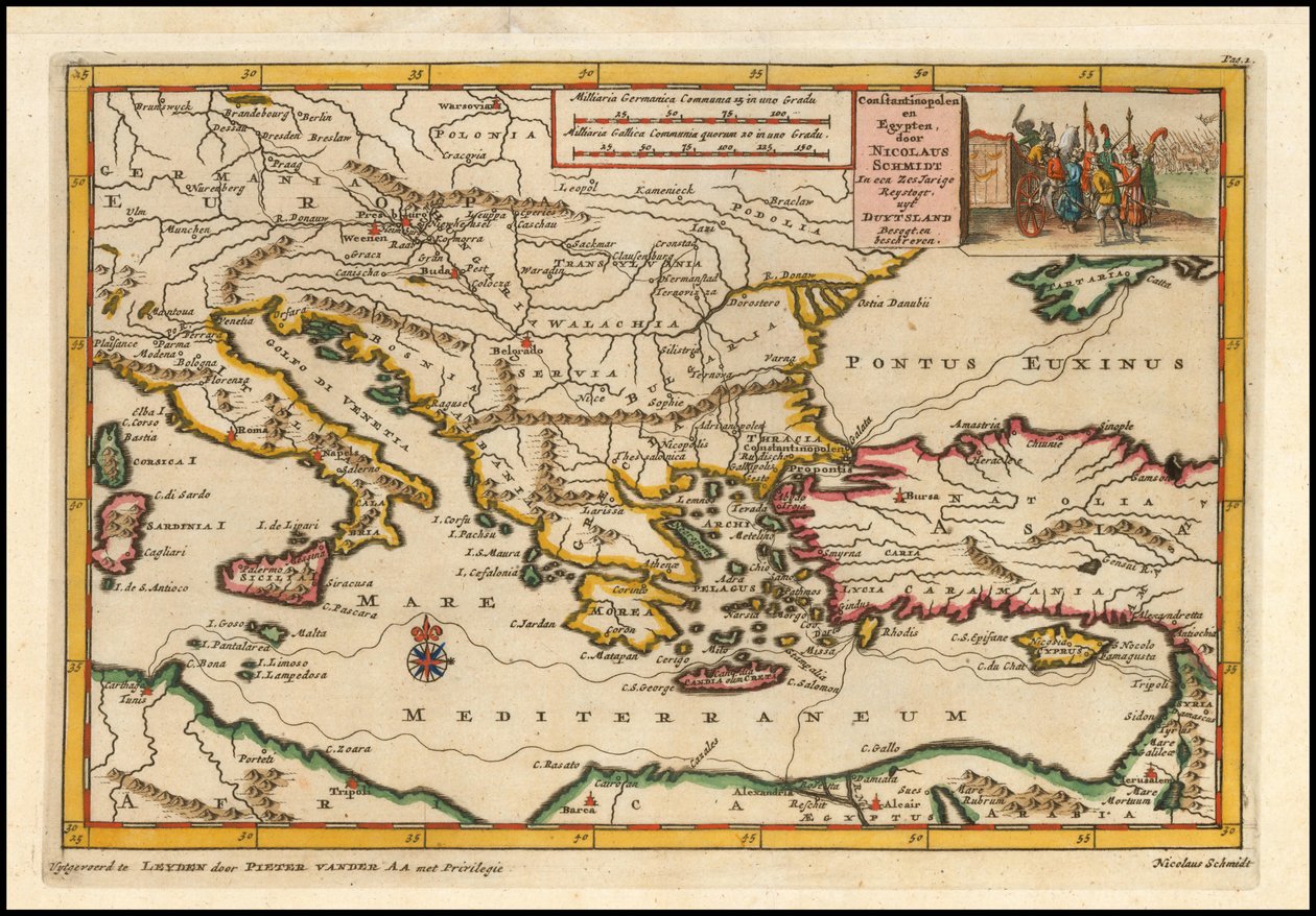 Mapa wschodniej części Morza Śródziemnego z 1700 r. autorstwa Pietera van der Aa autorstwa Pieter Van der Aa