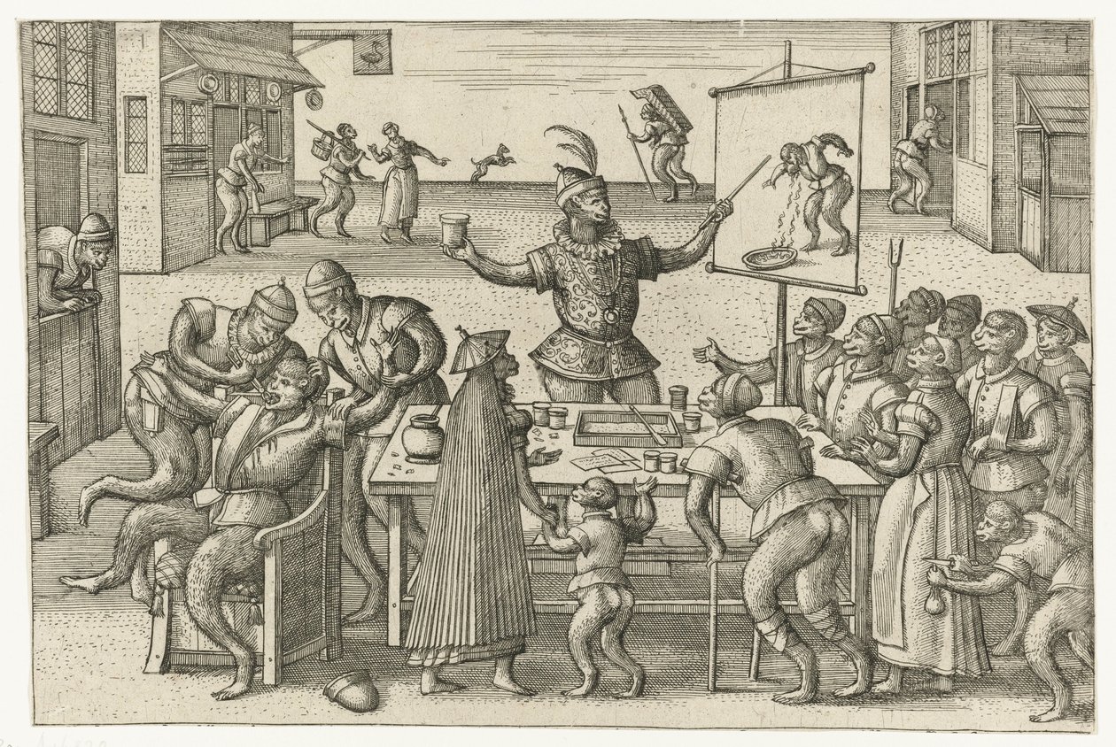 Kwak Gra małpa (tytuł serii) autorstwa Pieter van der Borcht (I)