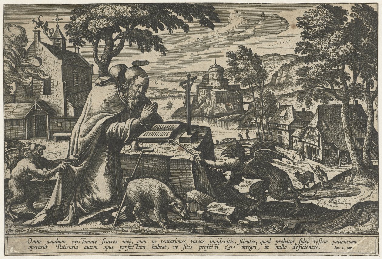 Kuszenie św. Antoniego autorstwa Pieter van der Borcht (I)