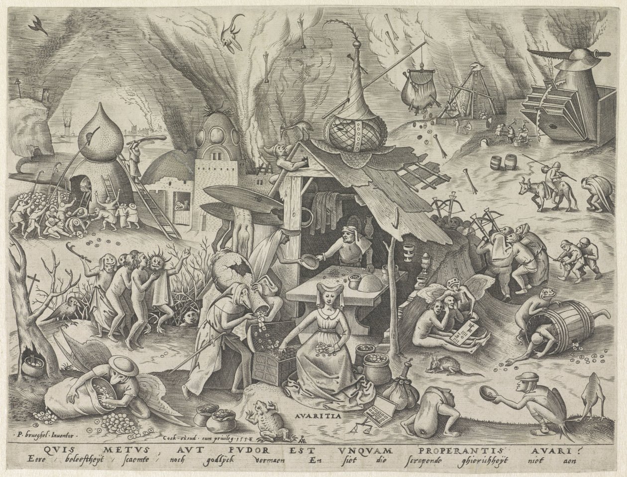 chciwość Avaritia (tytuł na obiekcie) Siedem grzechów głównych (tytuł serii) autorstwa Pieter van der Heyden