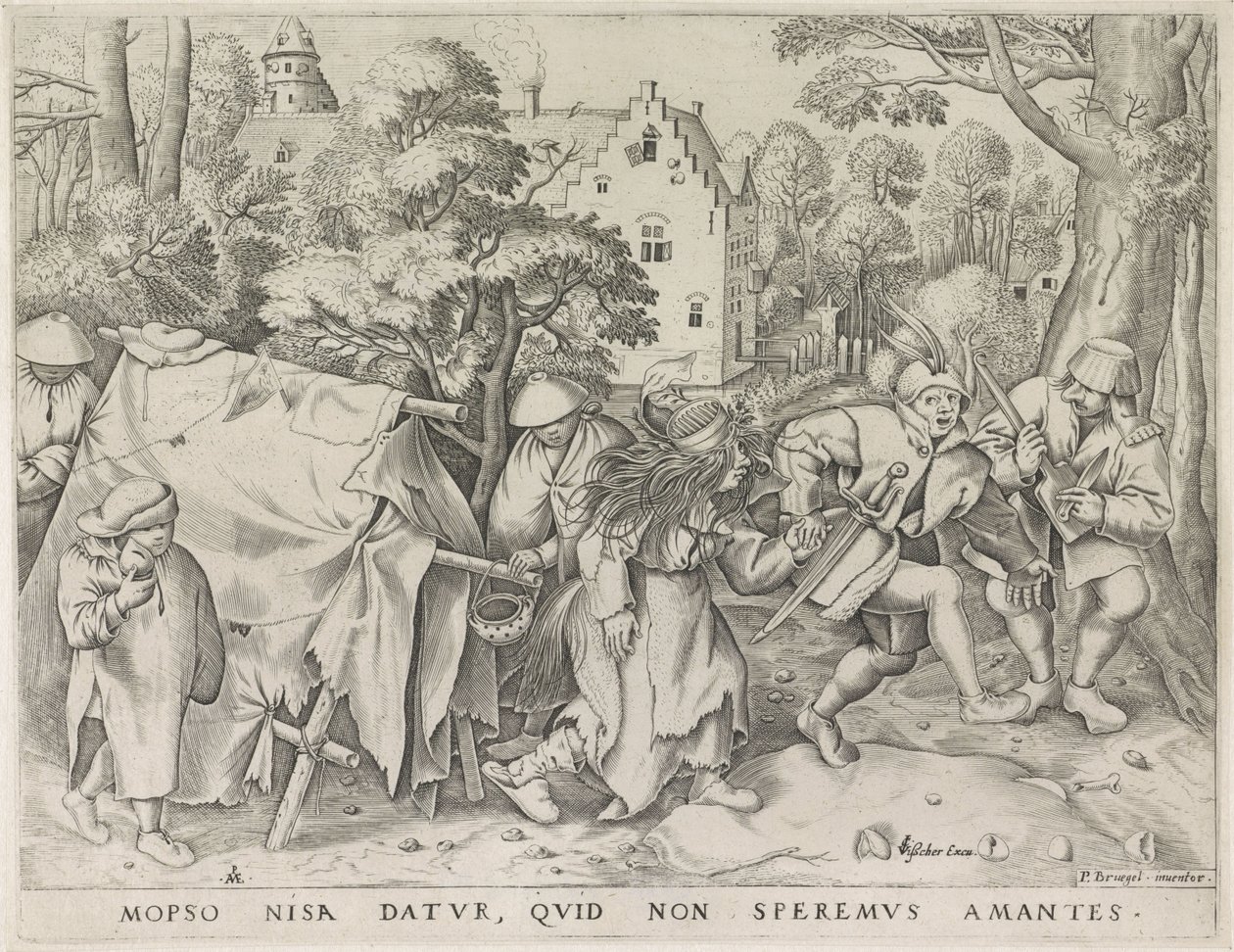 Vuile bruid de burlift van Mopsus en Nisa (tytuł na obiekcie) autorstwa Pieter van der Heyden