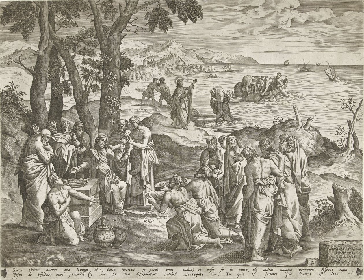 Cudowne łowienie ryb i cudowne karmienie autorstwa Pieter van der Heyden