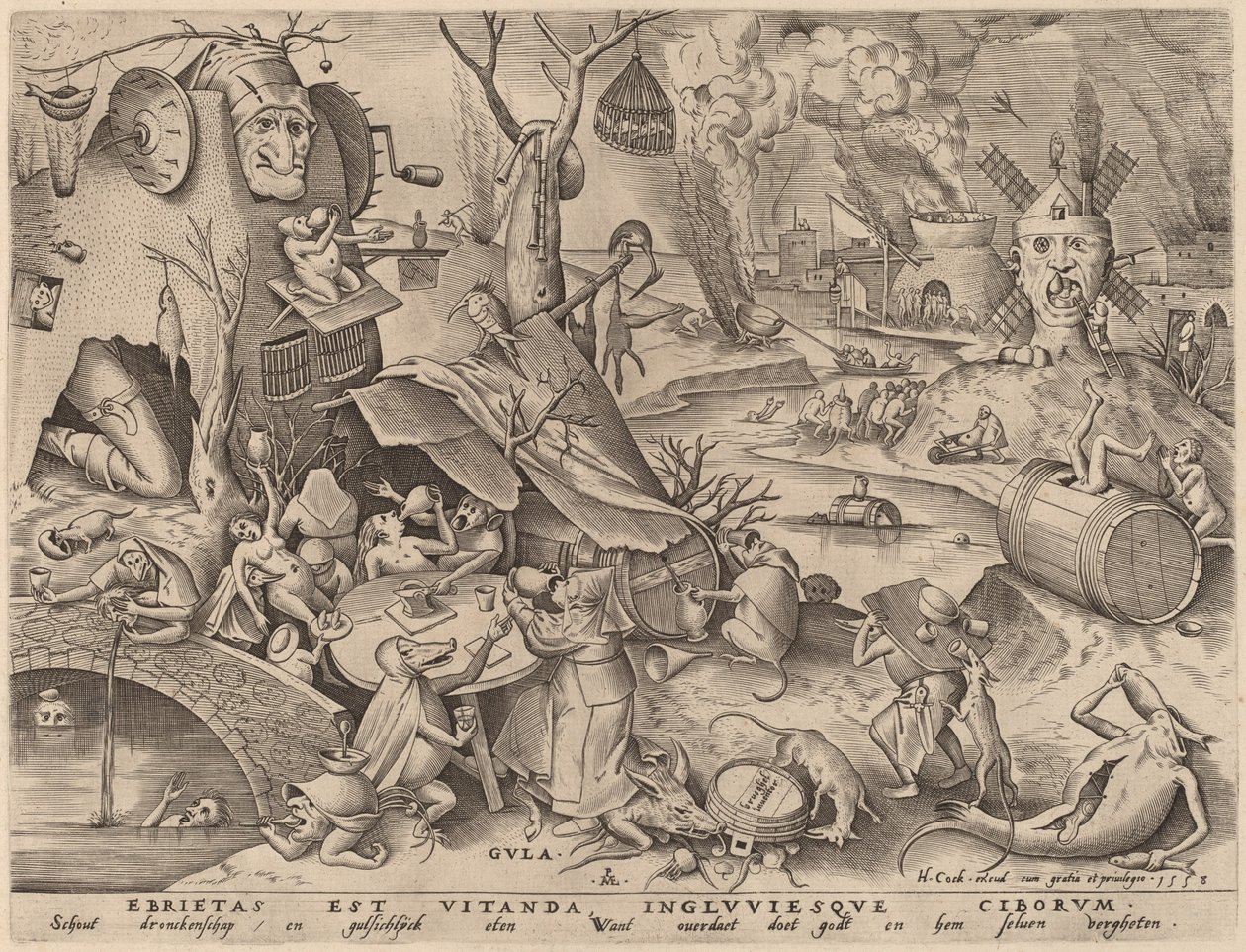 Obżarstwo autorstwa Pieter van der Heyden after Pieter Bruegel the Elder