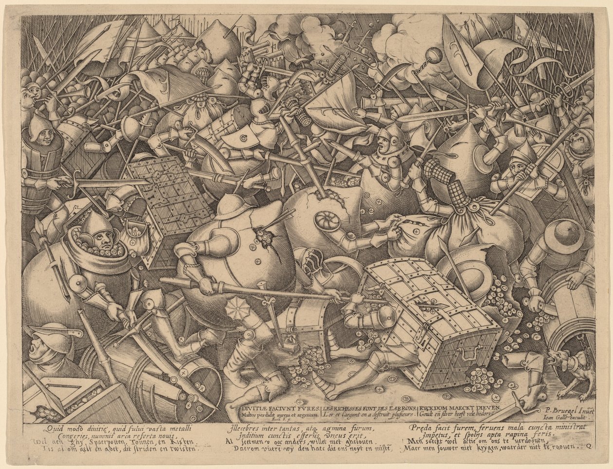 Bitwa o worki z pieniędzmi i sejfy autorstwa Pieter van der Heyden after Pieter Bruegel the Elder